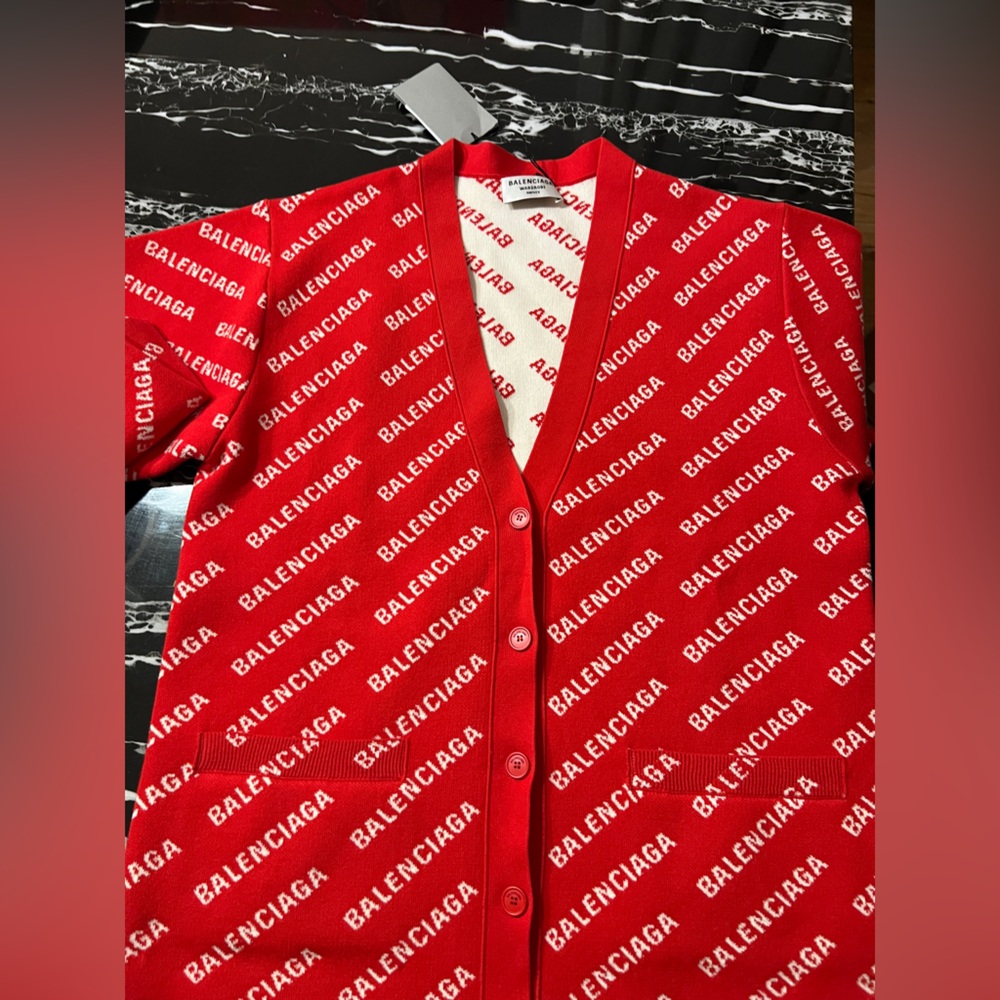 NWT Balenciaga red and white cardigan size 2 (medium)